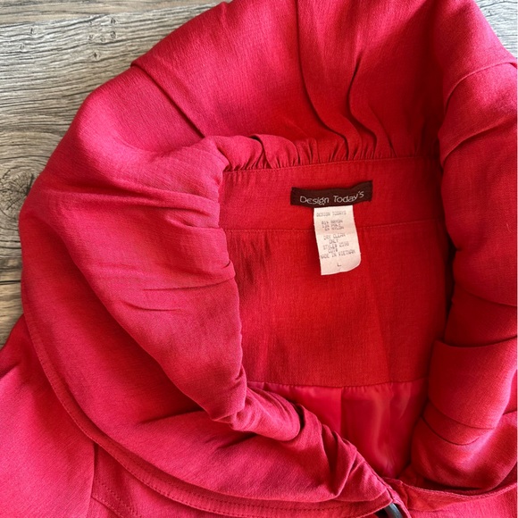 NWT Red Collared Long Peacoat Large - Picture 10 of 12